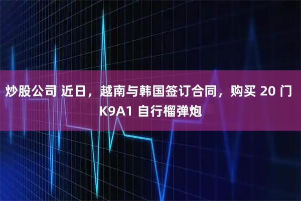 炒股公司 近日，越南与韩国签订合同，购买 20 门 K9A1 自行榴弹炮